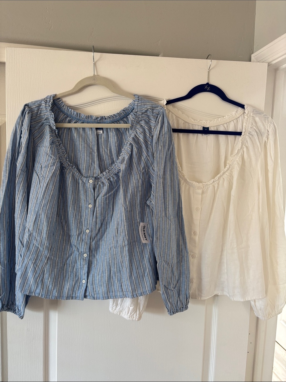 NWT Old Navy Blouse Bundle (2) Blue Striped and Solid White SZ 3X
